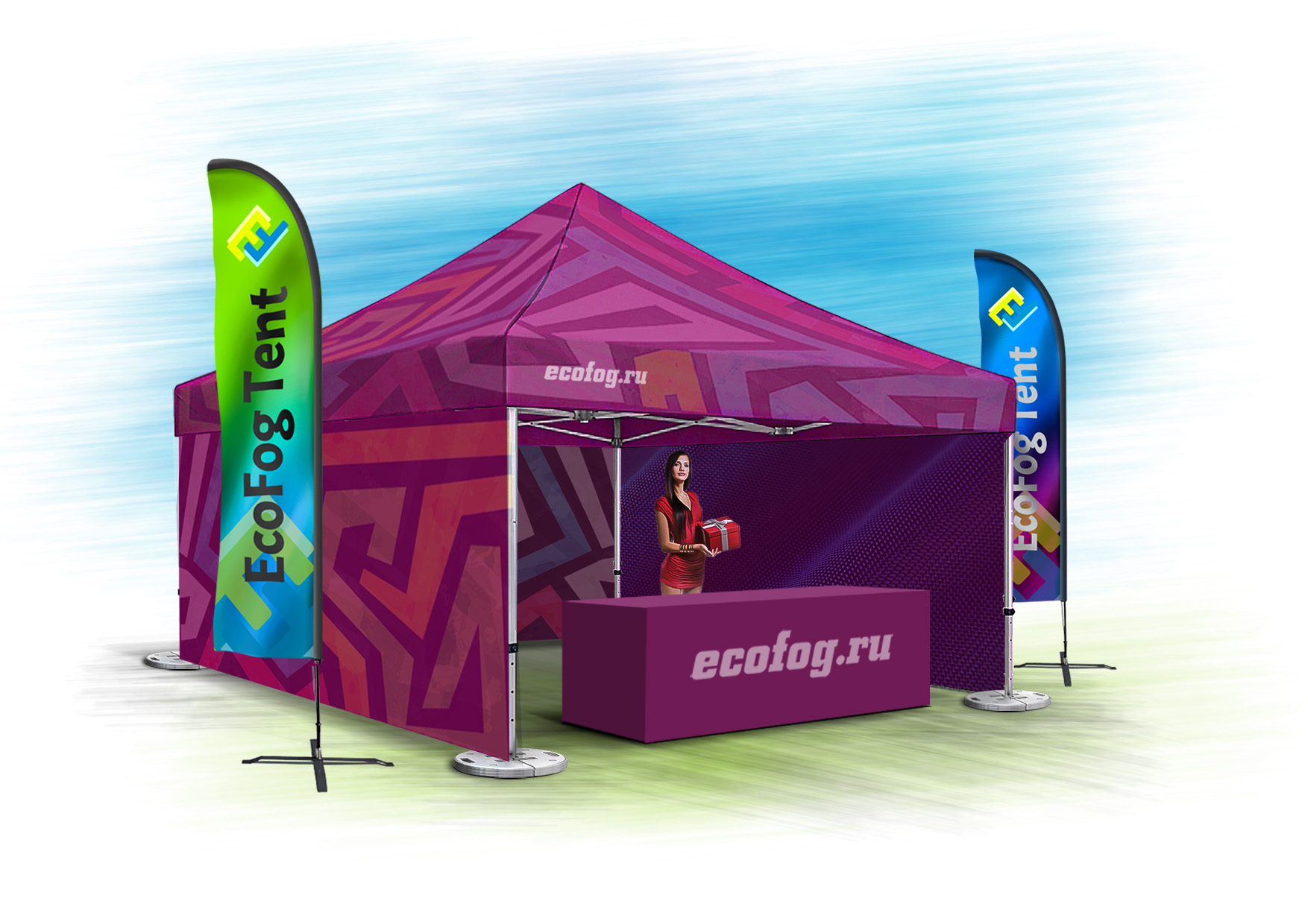 Торговая палатка 4*4 м с прилавком от производителя Ecofog Tent. Цена от производителя