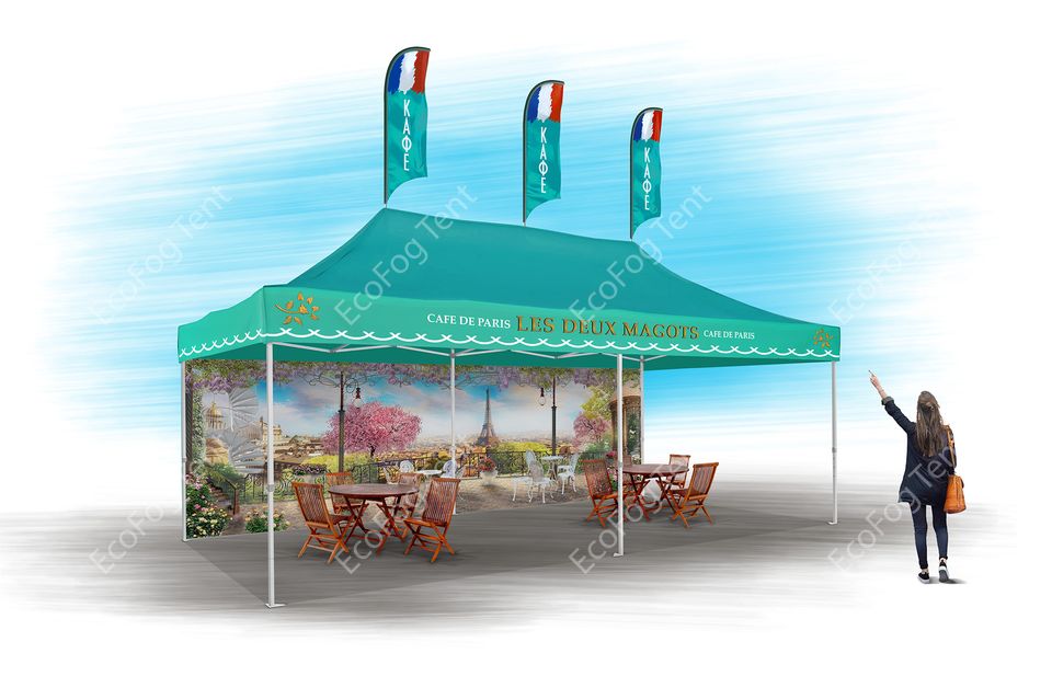 Выставочный шатер 3х4.5, 4х6 с 2 флагами от производителя Ecofog Tent. Цена от производителя